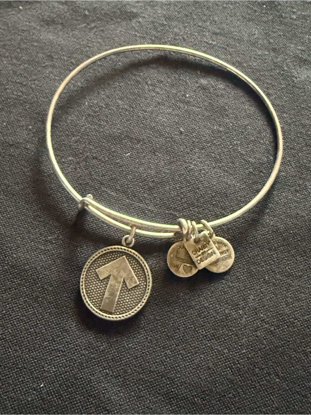 Alex and Ani Silver Tone ‘Stand Up 2 Cancer’ Charm Bangle Bracelet